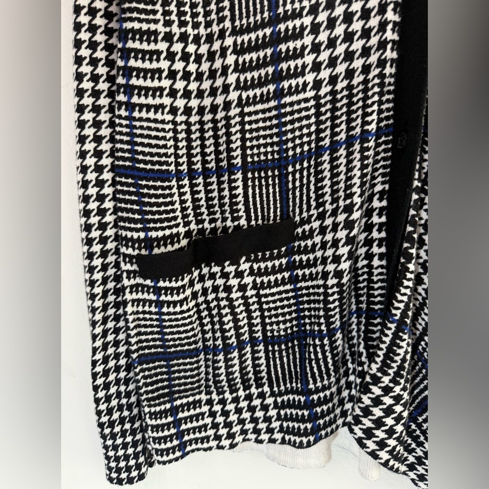 NWT Lauren Ralph Lauren Houndstooth Black White Blue Cardigan Women's Size L - Picture 4 of 7